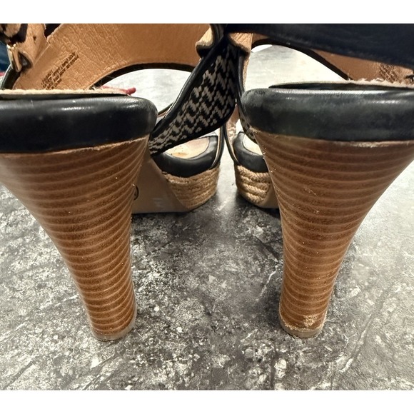 Sofft Womens Black White Woven Leather Platform Slingback Comfort Heels Sz 11M - Picture 7 of 16